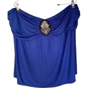 TORRID BLUE EMBELLISHED TUBE TOP SIZE 4 NWT
